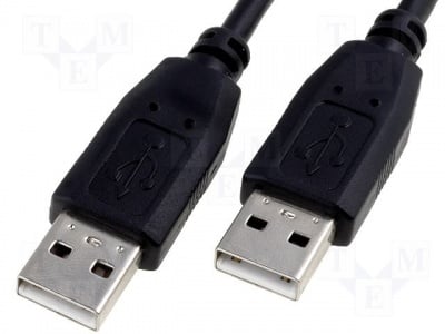 Кабел USB A/A CAB-USB2AA/5.0-BK Кабел; USB 2.0; USB A щепсел, от двете страни; Дълж.на кабела:5m